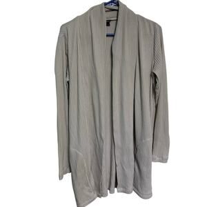 Eddie Bauer Women’s Cream Ribbed Cardigan Cotton Blend Sweater Size Large